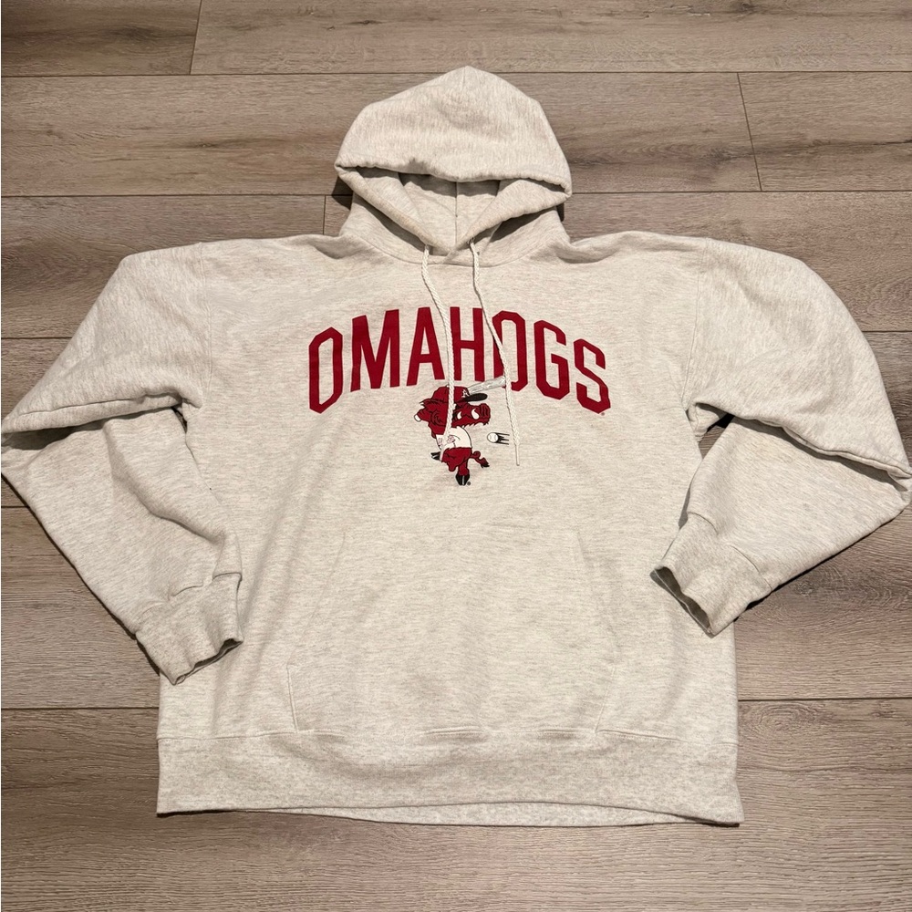 Source Unknown Gray Hoodie with Red Print